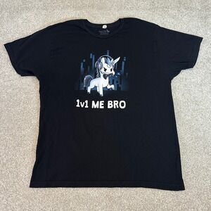 Teeturtle 1v1 Me Bro Gaming Unicorn T Shirt XL‎ Black Cotton Tee